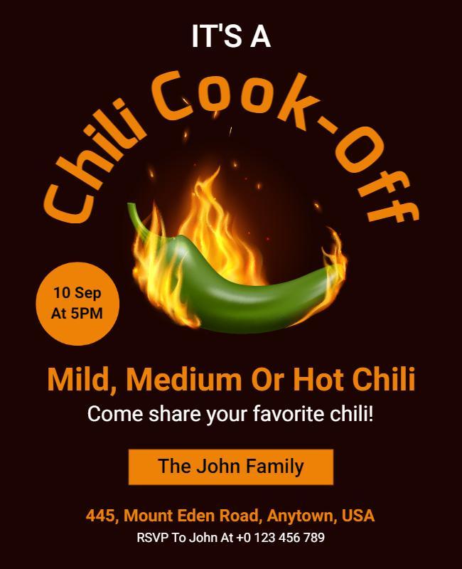 Creole Chili Cook Off Flyer or Chili Cookoff Flyer Template