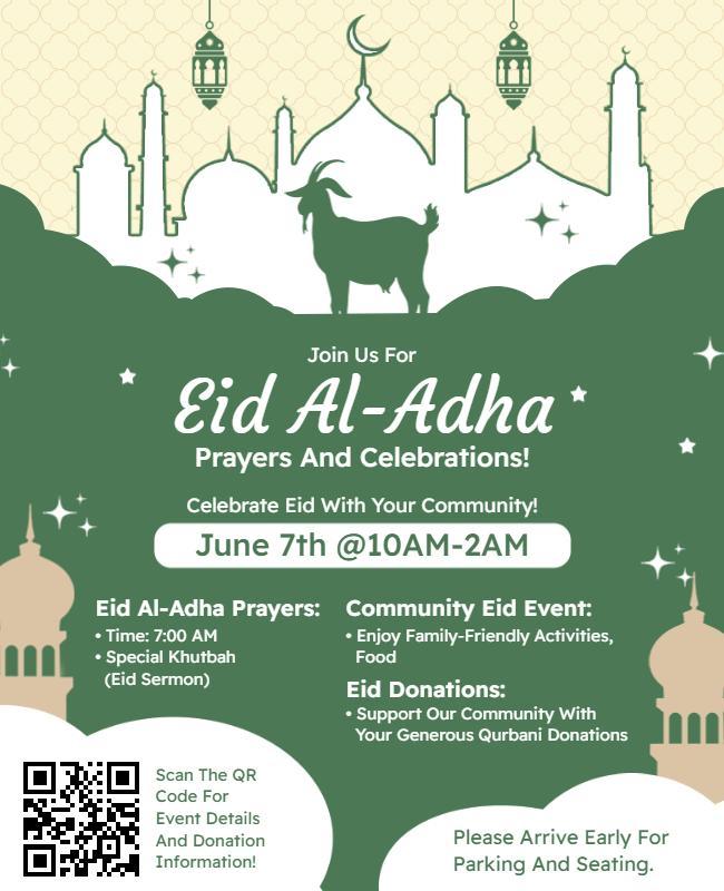 Crescent Moon Community Eid Al-Adha Celebration Poster Template