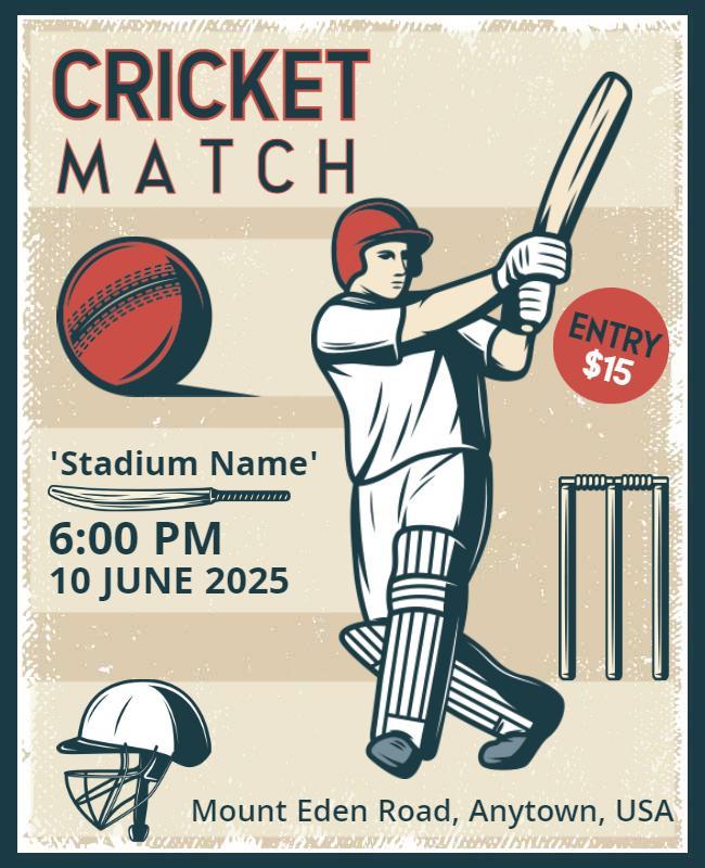 Cricket Match Flyer Template