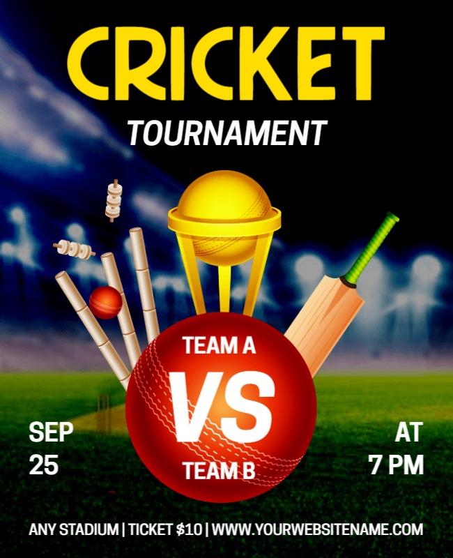 Cricket Tournament Flyer Design Template