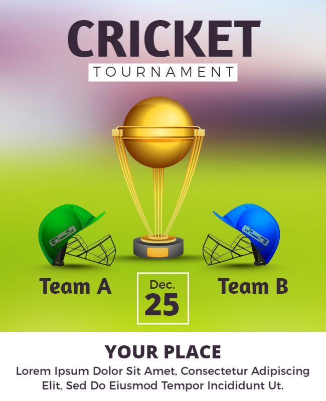 Dynamic Sporting Event Cricket Tournament Flyer Template