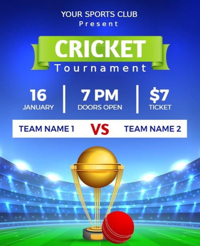 Vibrant Blue Cricket Tournament Challenge Flyer Template