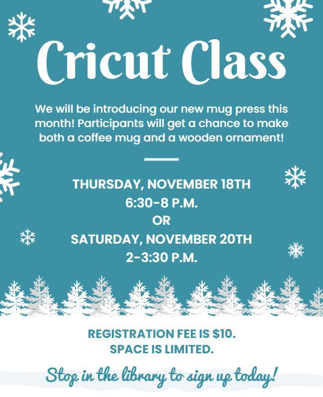 Cricut Class Winter Craft Workshop Flyer Template