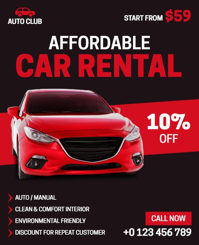 Crimson and Gondola Car Rental Flyer Template