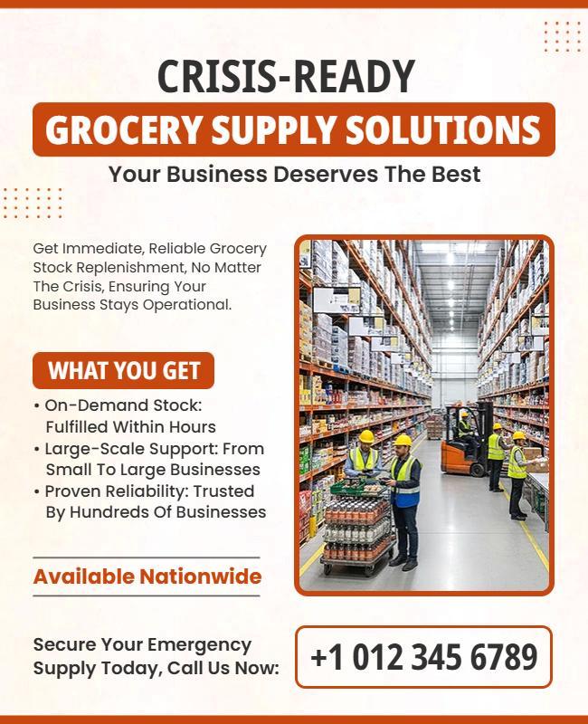Crisis-Ready Grocery Supply Solutions Flyer Template