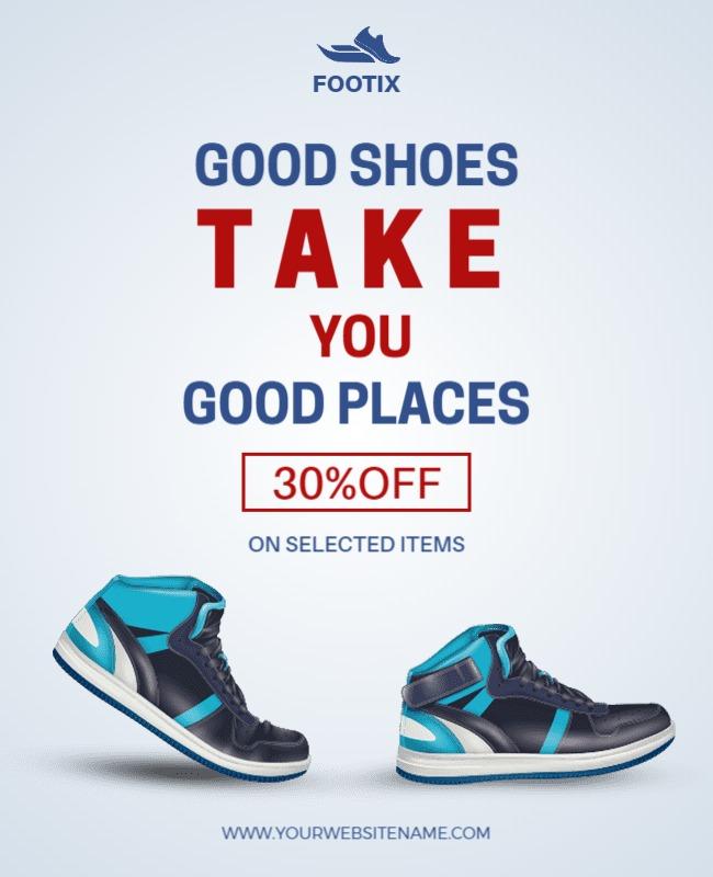 Crisp Blue Athletic Shoe Sale Promotional Poster Template