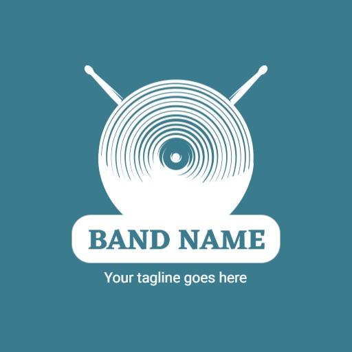 Crisp Turquoise and White Vinyl Record Inspired Band Logo Template