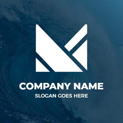 Crisp White M Letter Design with Ocean Background Logo Template