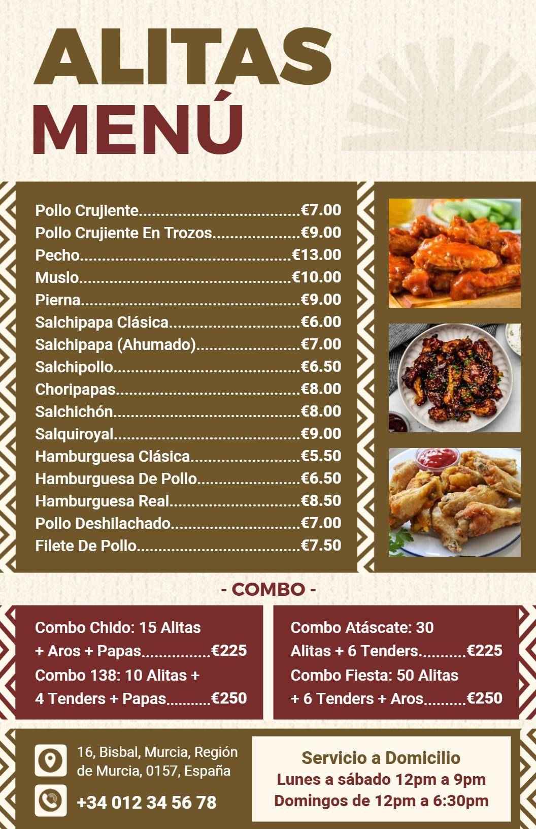 Crispy Chicken Wings and Savory Grilled Options Chicken Menu Template