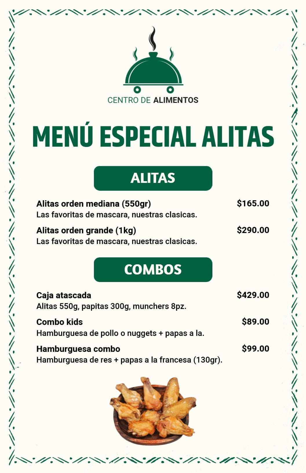 Crispy Fried Chicken Delights with Dipping Sauces Chicken Menu Template