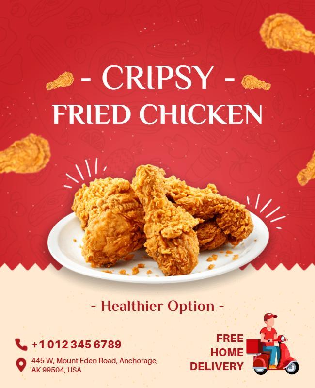 Crispy Fried Chicken Healthy Home Delivery Poster Template