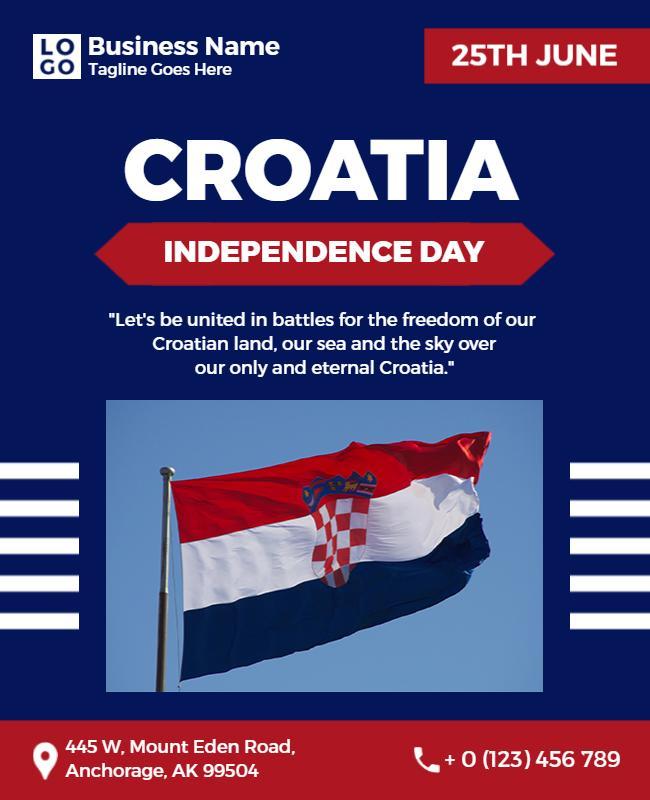 Croatia Independence Day Celebration Flyer Template