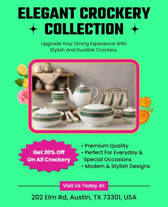 Crockery Collection Promotion Flyer Template