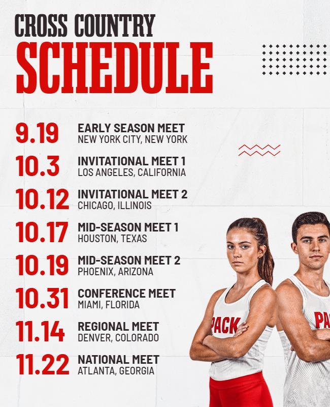 Cross Country Running Event Schedule Flyer Template