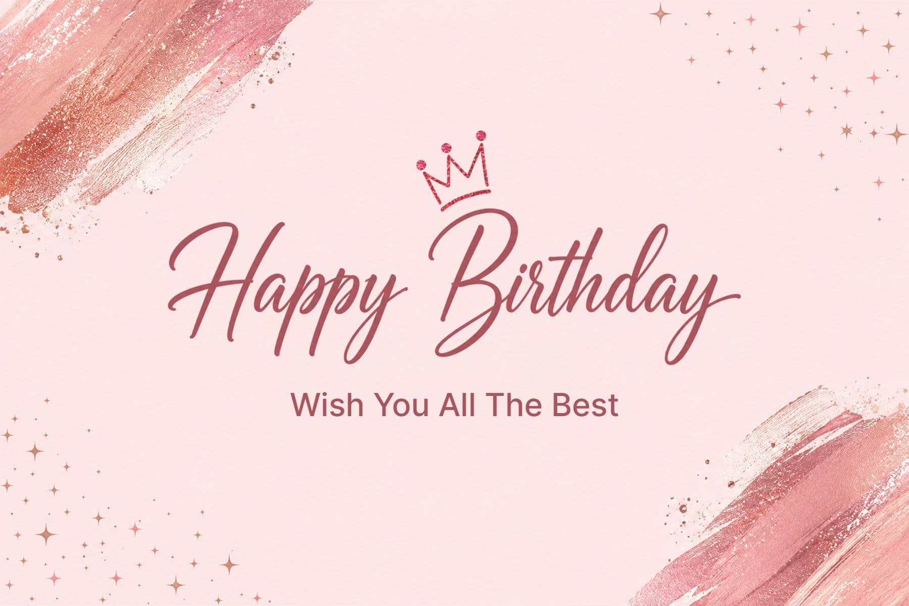 Crown and Glitter Birthday Wishes Postcard Template