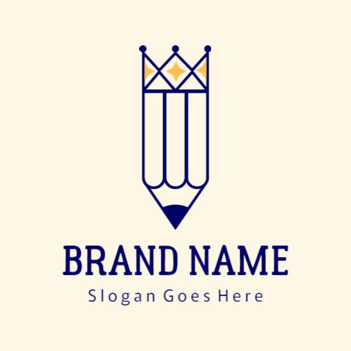 Crowned Pencil Design Showcasing Artistic Drawing Skills Logo Template
