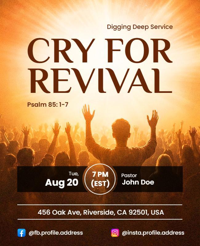 Cry for Revival Worship Service Event Flyer Template