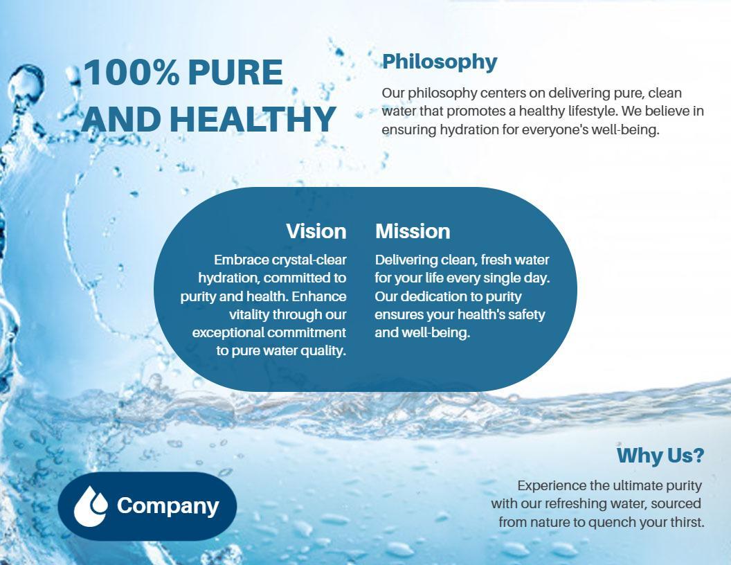 Crystal Clear Hydration Purity and Healthy Water Brochure Template