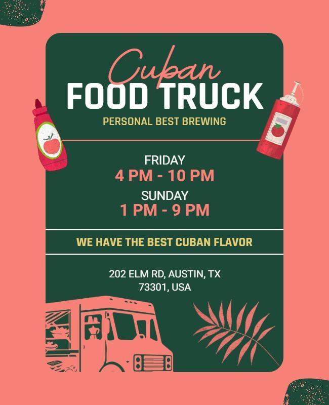 Cuban Cuisine Food Truck Event Poster Template