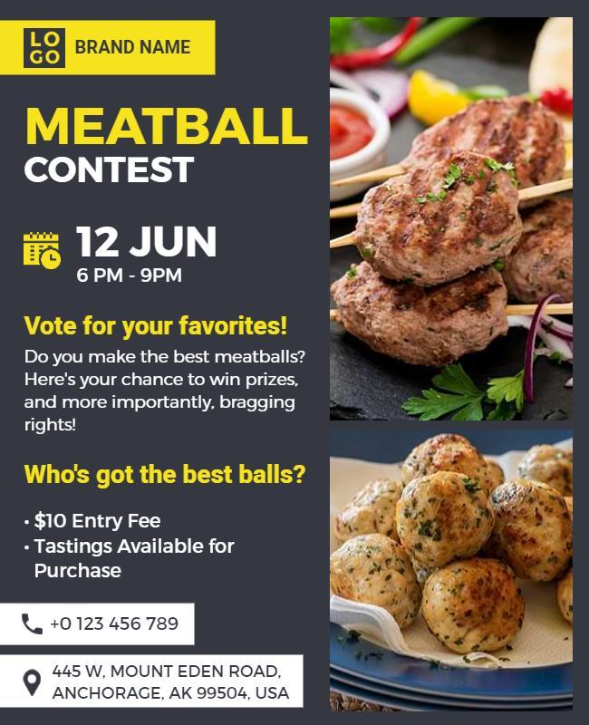 Culinary Battle Meatball Contest Flyer Template