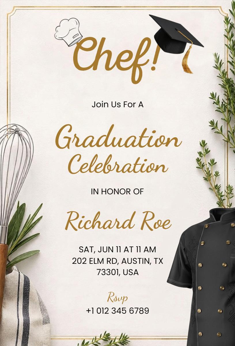 Culinary Chef Graduation Celebration Invitation Template