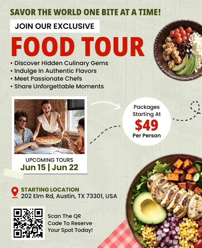 Culinary Delight Food Tour Event Promotion Flyer Template