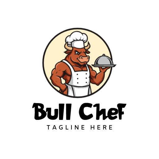 Culinary Mastery with Strong Bull Chef Icon Logo Template