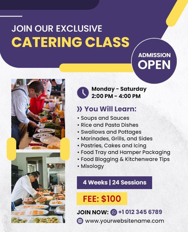 Culinary Skills Development Catering Class Flyer Template