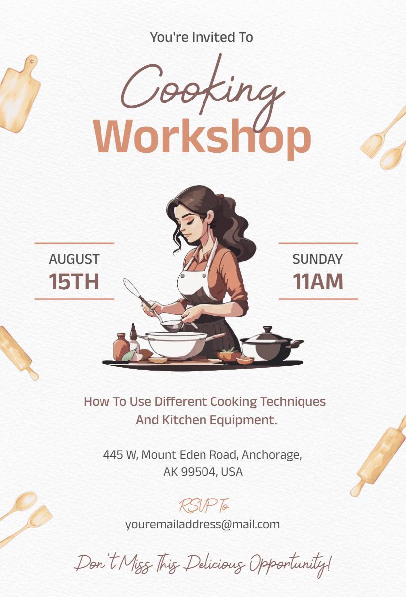 Culinary Skills Hands-On Cooking Workshop Invitation Template