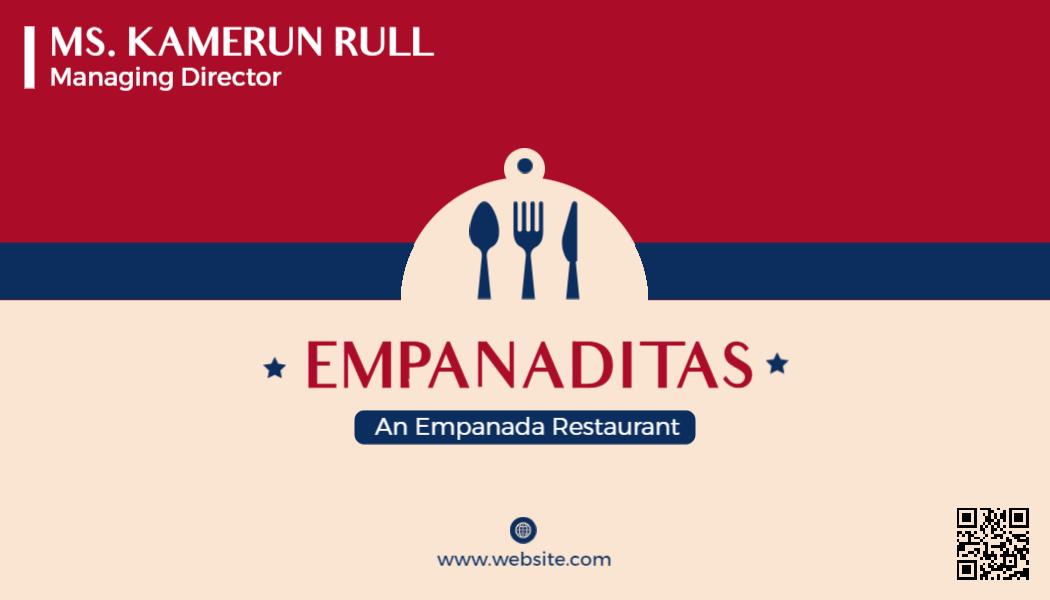 Culinary Themed Red and Beige Empanada Restaurant Business Card Template