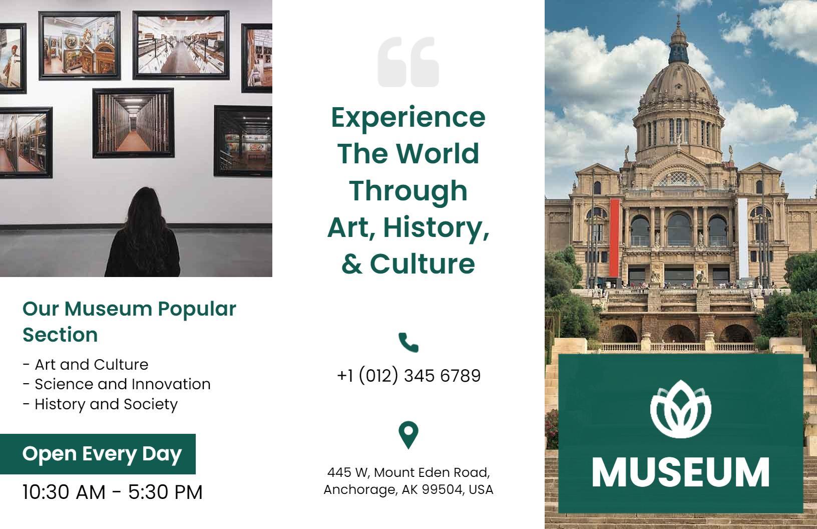 Cultural Art and History Museum Experience Brochure Template