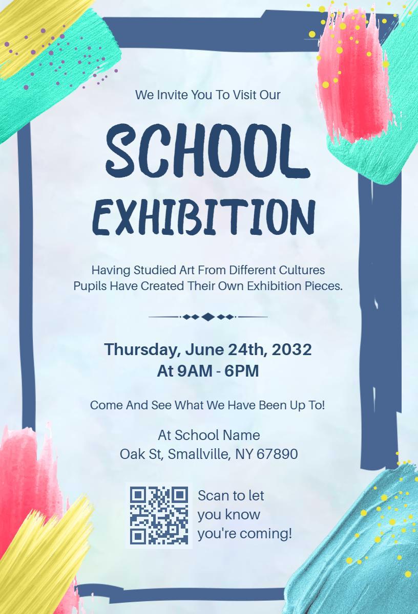 Cultural Art Showcase School Exhibition Invitation Template
