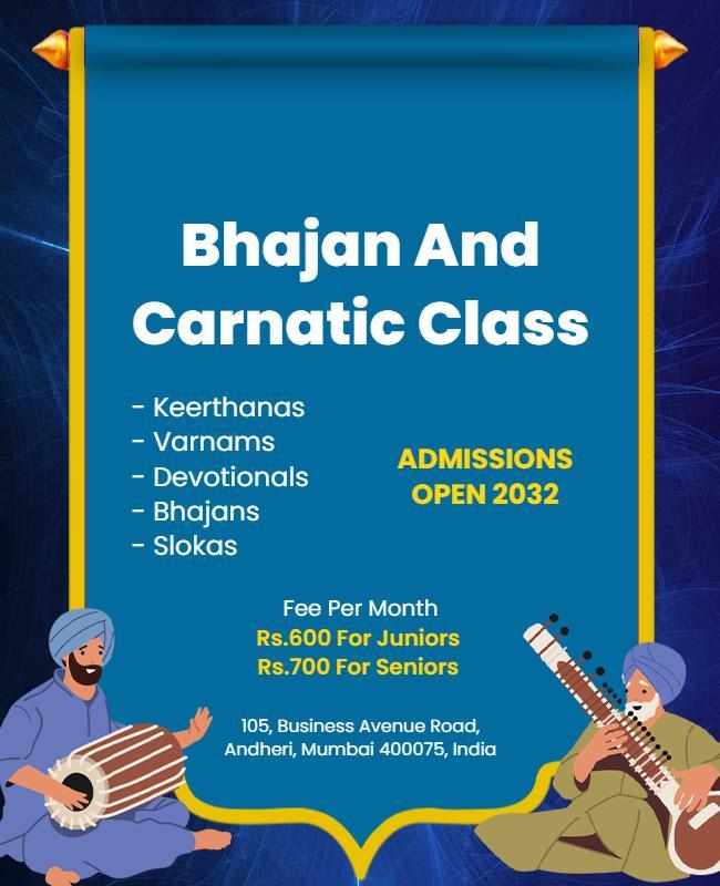 Cultural Blue Bhajan and Carnatic Music Class Poster Template