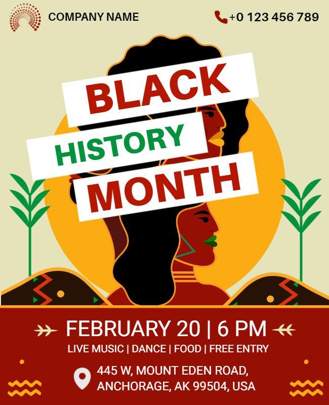 Cultural Celebration Black History Month Event Poster Template