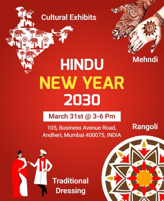 Cultural Celebration Hindu New Year Festivities Poster Template