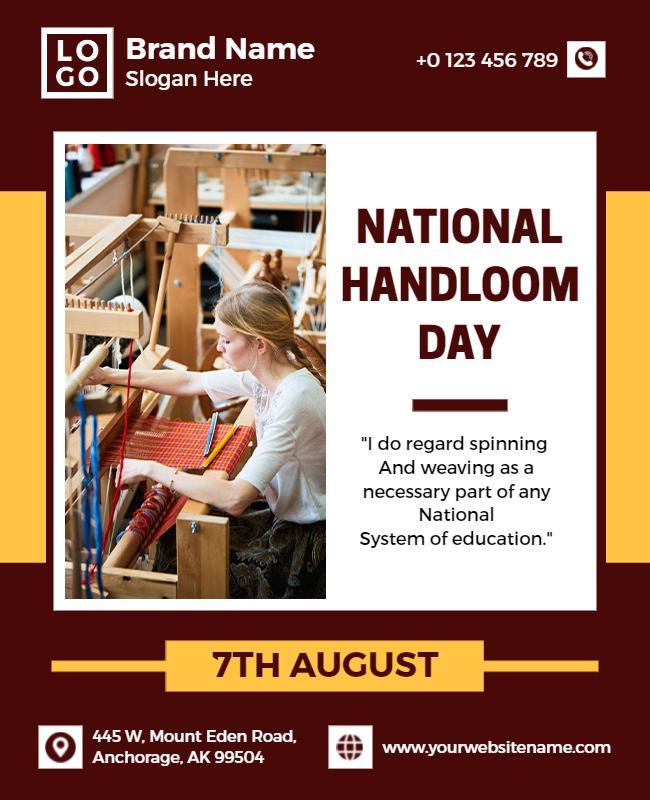 Cultural Celebration National Handloom Day Artisan Poster Template