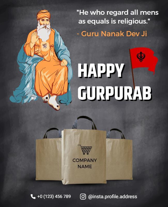 Cultural Celebration of Guru Nanak Dev Ji for Gurpurab Poster Template