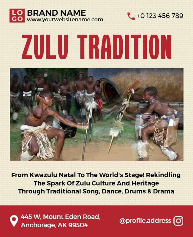 Cultural Celebration of Zulu Tradition Dance Heritage Poster Template