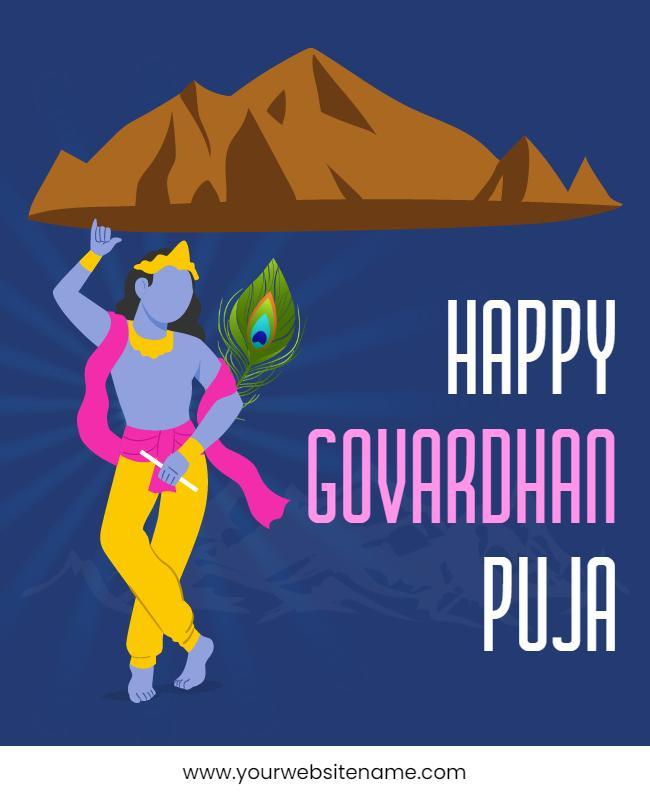 Cultural Colorful Govardhan Puja Celebration Poster Template