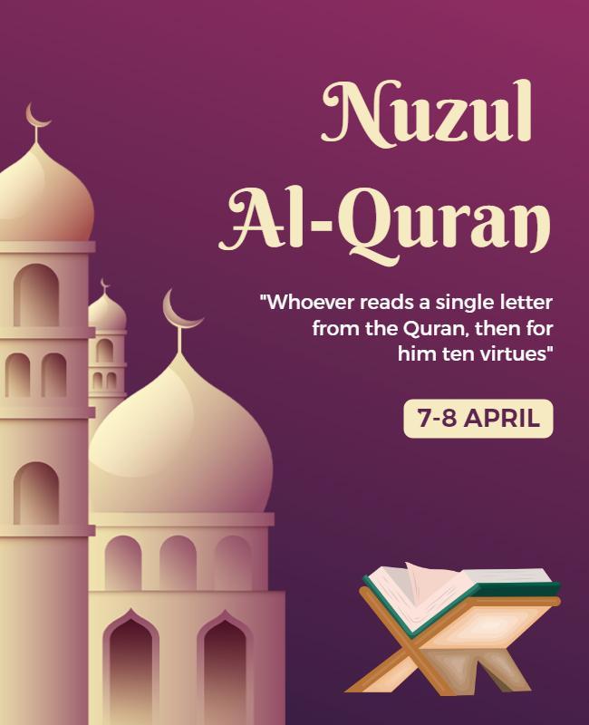 Cultural Elegant Nuzul Al-Quran Celebration Poster Template
