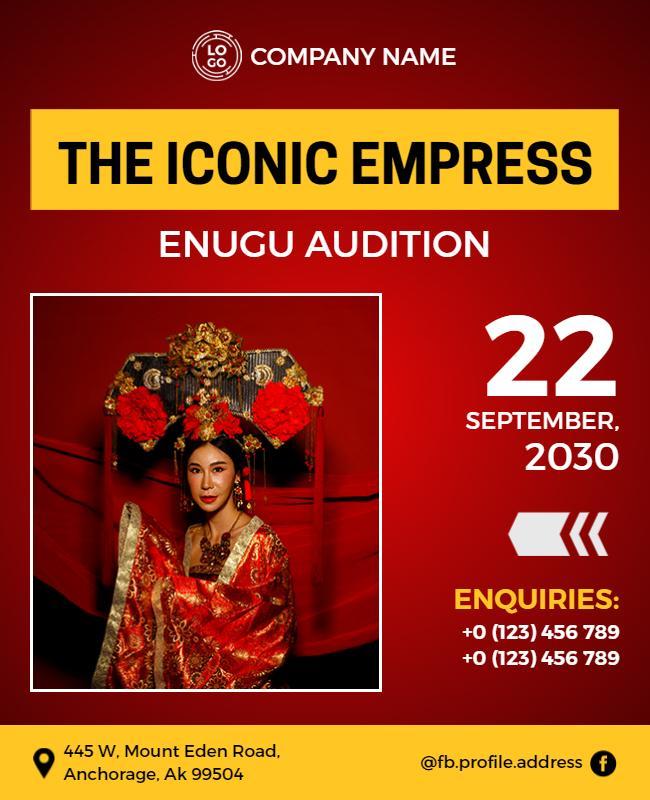 Cultural Empress Themed Audition Event Flyer Template