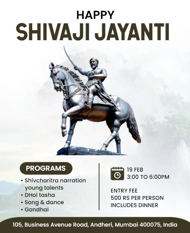 Cultural Festival Celebration for Shivaji Jayanti Poster Template