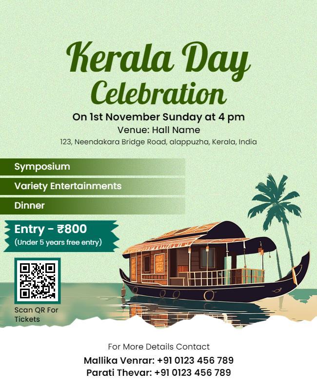 Cultural Festive Kerala Day Celebration Poster Template
