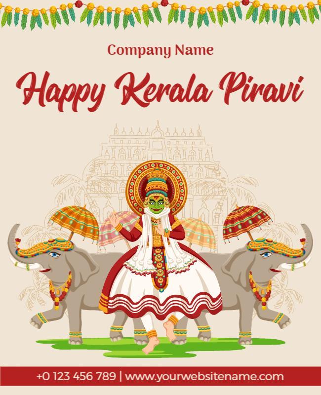 Cultural Festive Kerala Piravi Celebration Poster Template