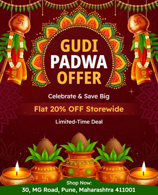 Cultural Gudi Padwa Special Offer Poster Template