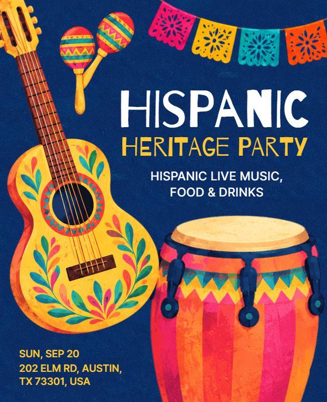 Cultural Hispanic Heritage Party Announcement Poster Template
