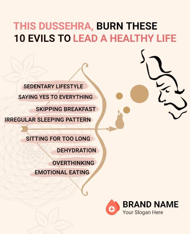 Cultural Inspirational Dussehra Health Awareness Poster Template