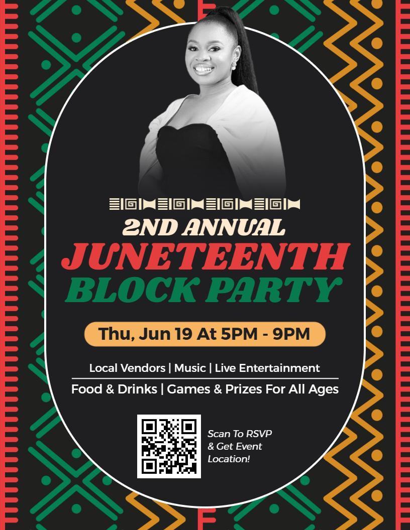 Cultural Juneteenth Block Party Celebration Flyer Template