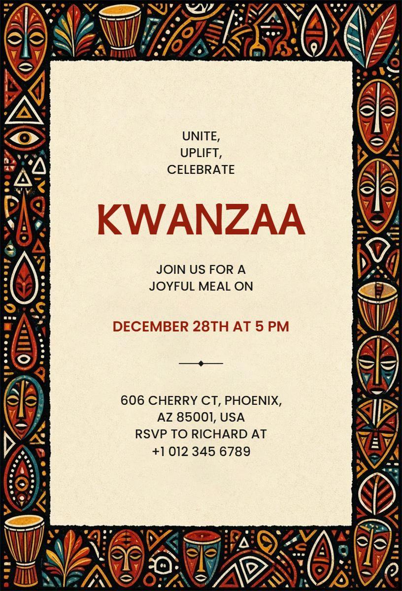 Cultural Kwanzaa Gathering Invitation Template