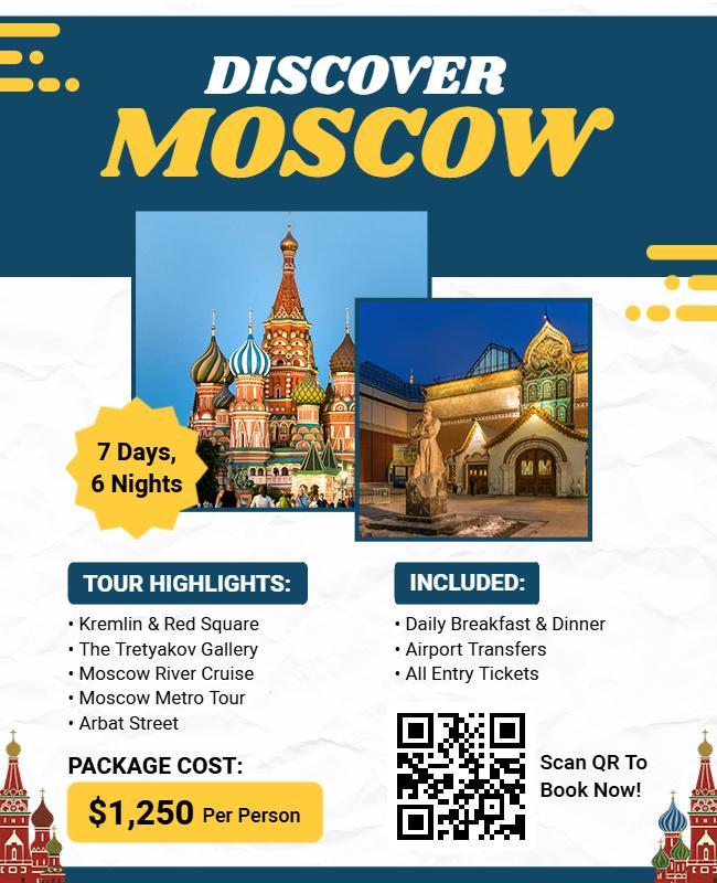 Cultural Landmarks Moscow Travel Tour Promotion Flyer Template